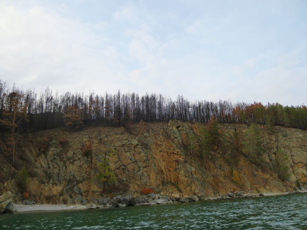 shore line - there were serious forest fires this summer around Lake Baikal