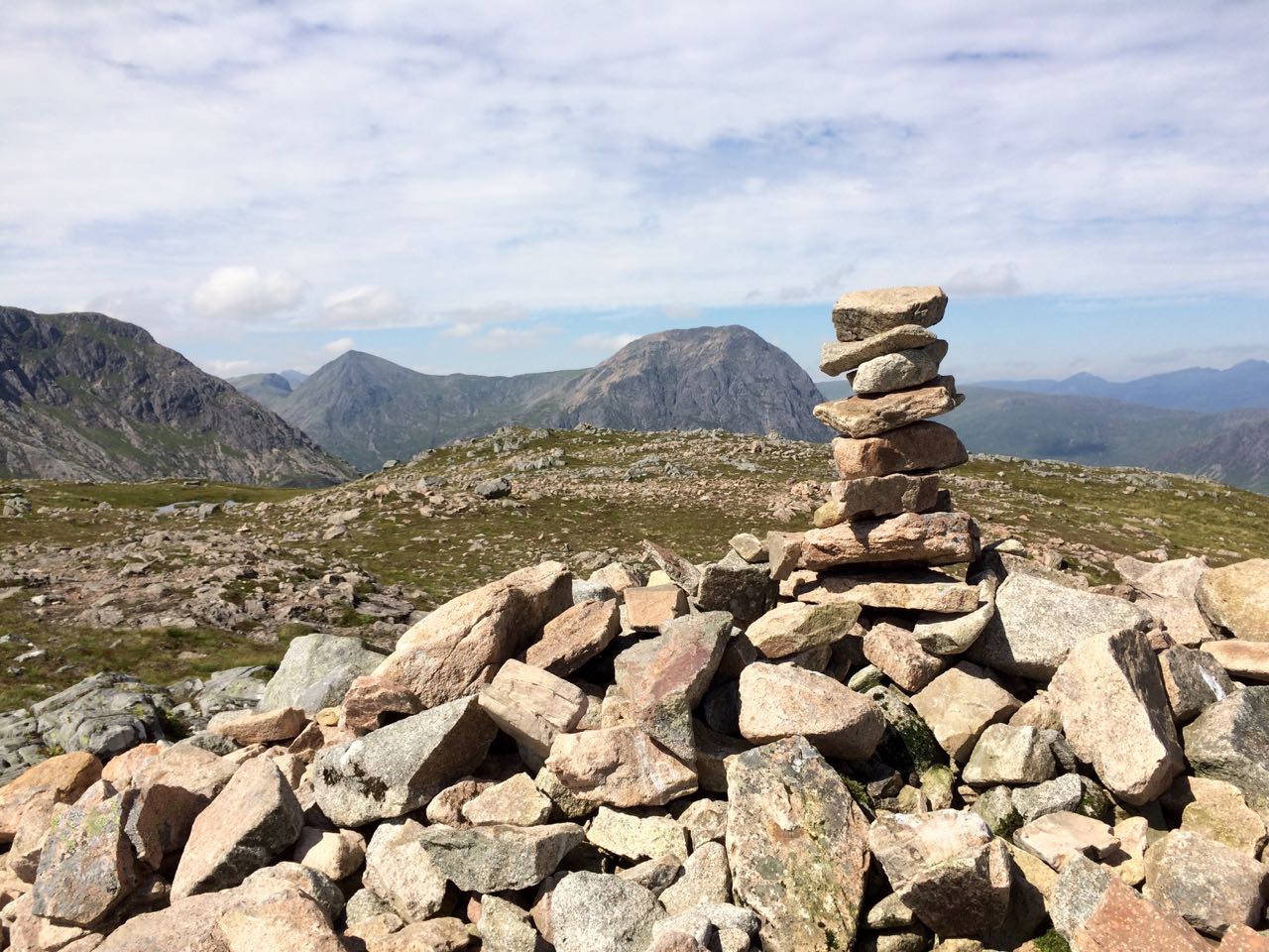 pile of stones at the top