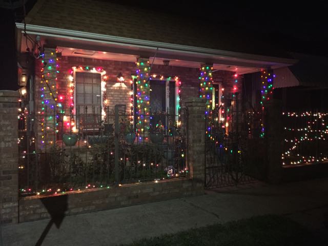 decorated house at night