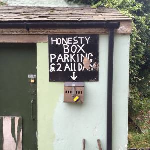 Honesty Box for parking - heavily locked. So much for honesty....